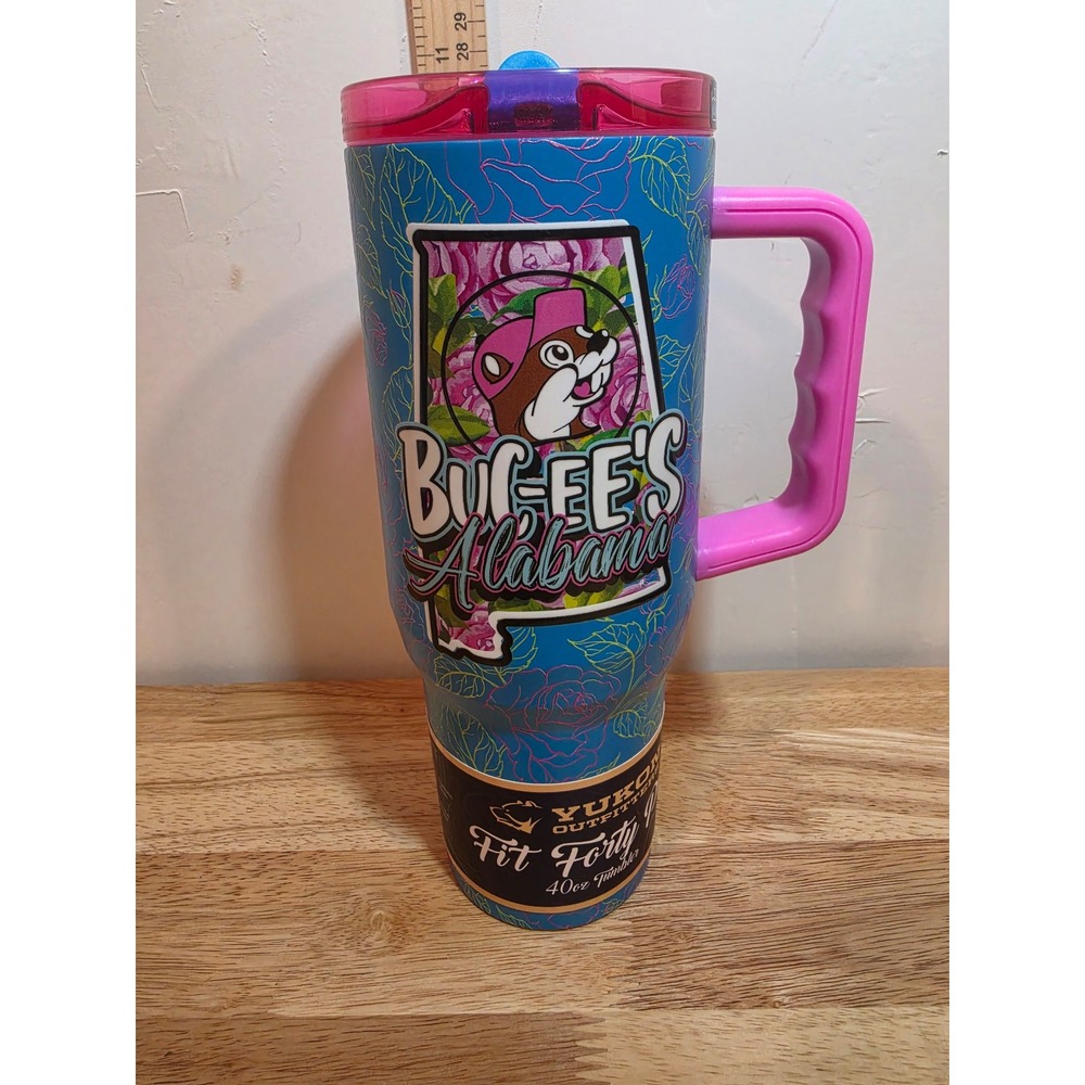 blue floral Buc-ee's Alabama 40oz Fit Forty Pro tumbler by Yukon Outfitters